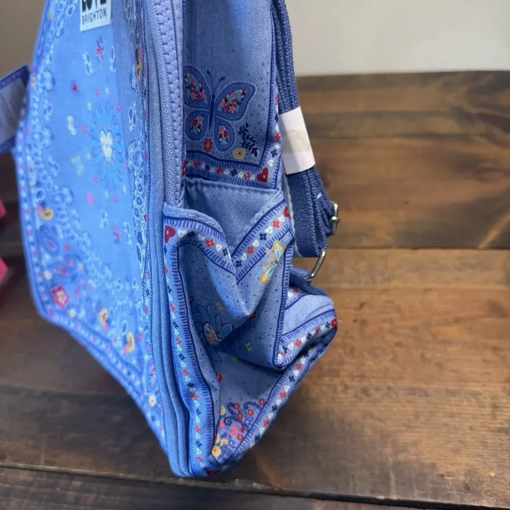 Brighton Backpack Womens Medium Blue Paisley Bandana Love Butterfly Print NWT